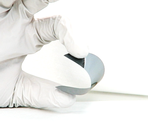 Crystalline silicon wafers become flexible at ca. 70 μm thickness.
